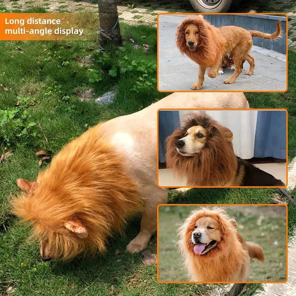 Halloween Accessories Pet Lion Head Wig Cosplay Dog Head Set Everyday Party Pet Supplies Creative Funny Dog Hair