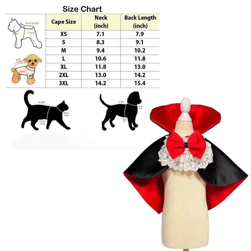 Dogs Halloween Vampire Cape Prince Puppy Pet Cosplay Clothes for Small Medium Dogs Christmas Dress Up Festival Outfits