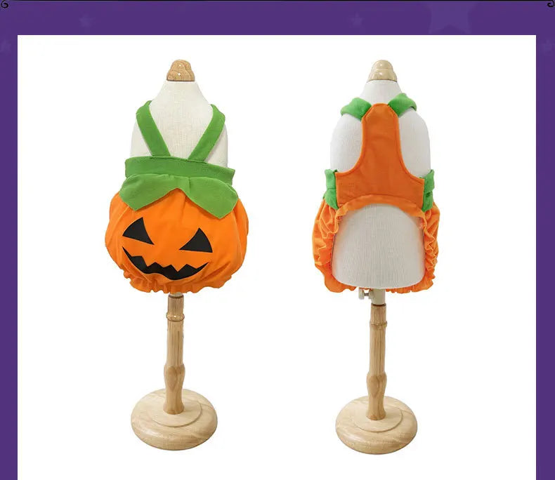 Pumpkin Dress Costume for Small Dogs & Cats – Washable Halloween Outfit, XS–XXL