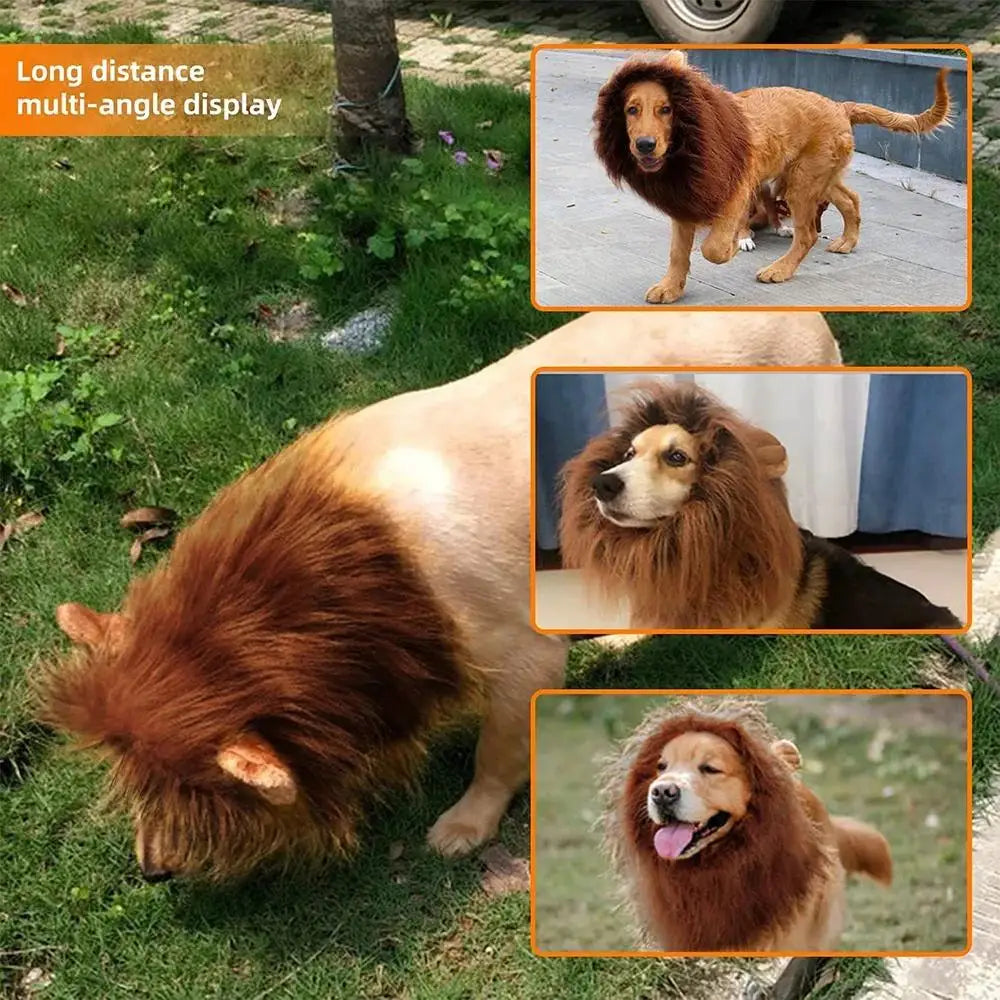 Halloween Accessories Pet Lion Head Wig Cosplay Dog Head Set Everyday Party Pet Supplies Creative Funny Dog Hair