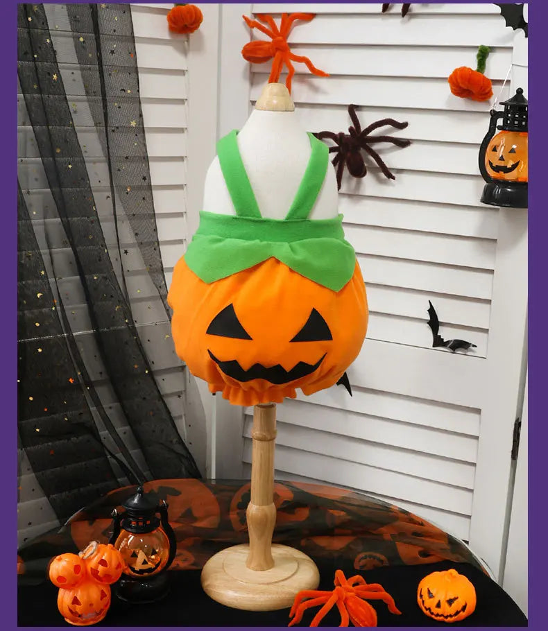 Pumpkin Dress Costume for Small Dogs & Cats – Washable Halloween Outfit, XS–XXL