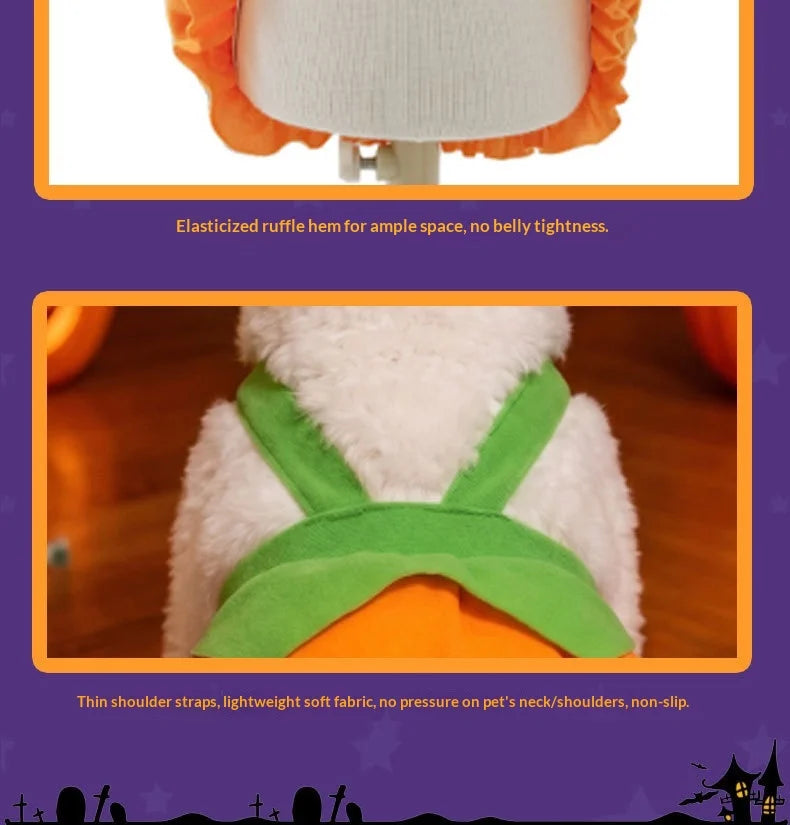 Pumpkin Dress Costume for Small Dogs & Cats – Washable Halloween Outfit, XS–XXL
